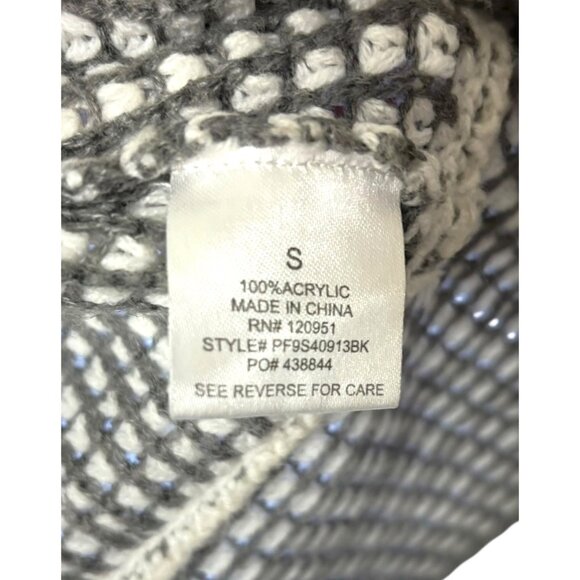 Pink Rose Womens Open-Front Cardigan Sweater S 100% Acrylic Gray/White Knit Cozy - Picture 6 of 11